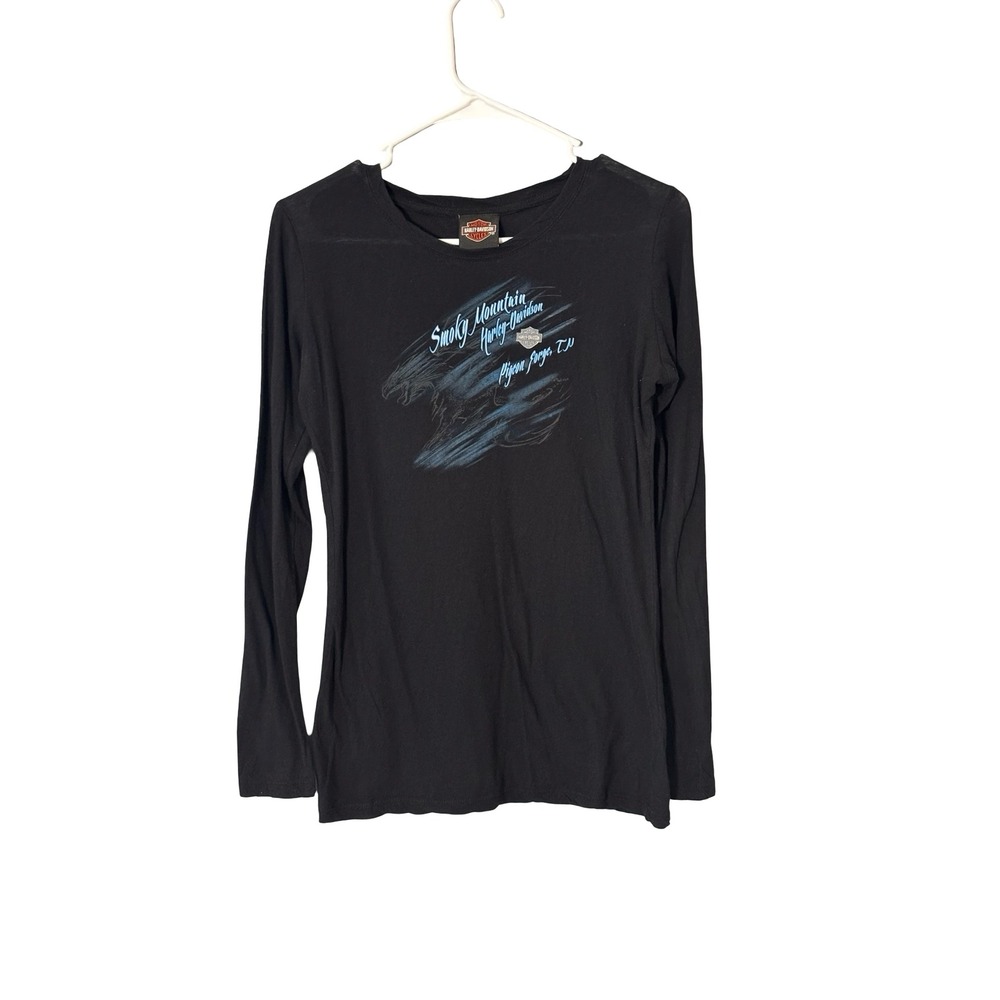 Harley Davidson Smoky Mountain Pigeon Forge TN Long Sleeve Shirt Black Large L